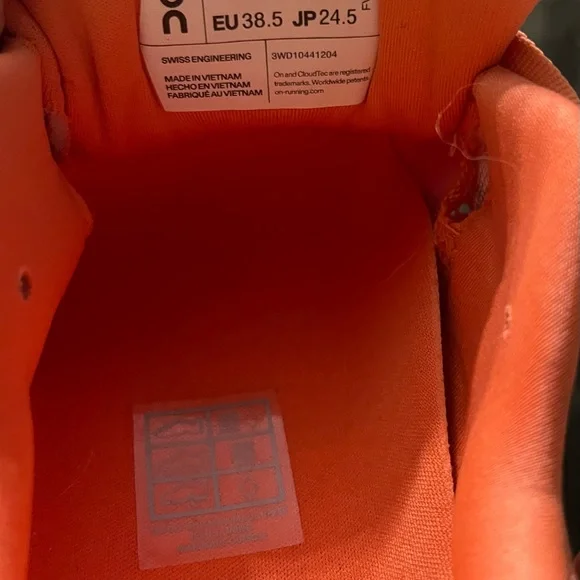 On Cloud Running Women's Orange Running Shoes - Picture 3 of 9